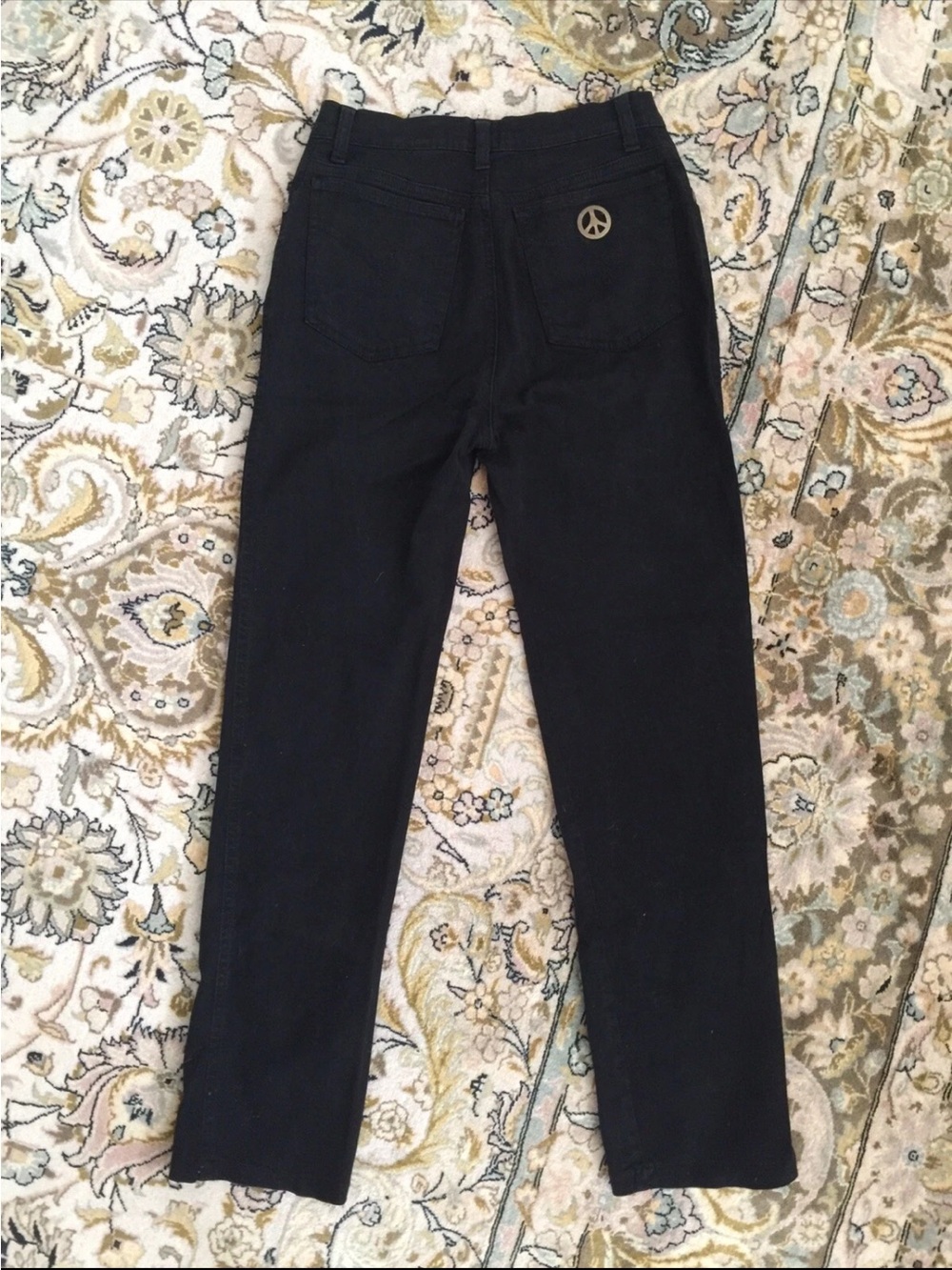 Moschino jeans 28 XS or S Black Straight-Leg Chinos Peace Emblem vintage